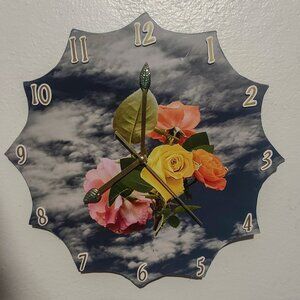 yellow rose in the sky clock (sold)